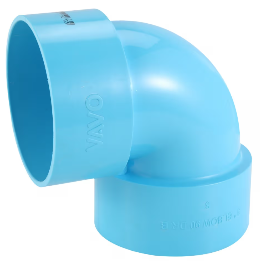 VAVO 90 degree elbow, thin, 4 inches (100), blue - Image 2